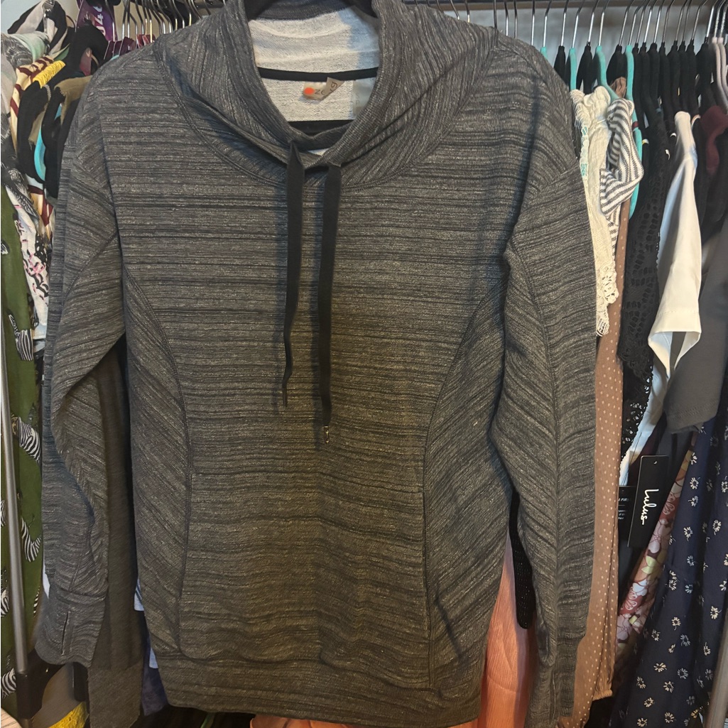 Zella Gray Textured Cowl Neck Hoodie